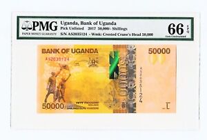 2017 UGANDA 50,000 SHILLINGS PMG 66 EPQ UNC