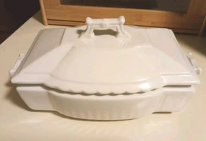 Antique Ironstone White Oval Vegetable Dish With Lid - Picture 1 of 19