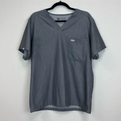 Figs Leon Three Pocket Scrub Top Mens Medium Graphite Grey Technical - Image 1 of 4