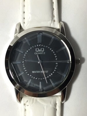 Q & Q Reloj Pulsera Analogico Cuarzo Banda Blanca Resistente al Agua 3 Bar Reloj SS Trasero Foto 1 de 4