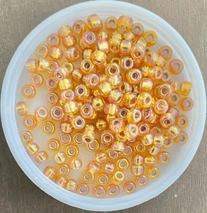 6/0 Miyuki Japanese Seed Beads, Silver-lined Dark Gold AB (91004), 10g - Picture 1 of 2