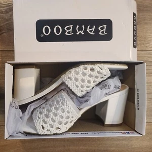 Bamboo Forever-73 Bright White Sandal shoe Slip on Sz 9 New With Box - Picture 1 of 11
