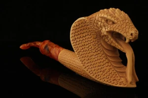 Tubo de espuma de mar Cobra Block tallado a mano con estuche personalizado 13206r - Imagen 1 de 10