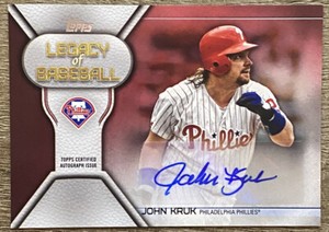 John Kruk 2019 Topps Legacy Of Baseball Red Auto /25 Phillies