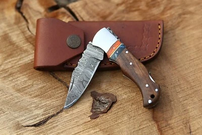 handmade damascus knife customizable rose wood handle gift groomsmen birthday - Image 1 of 4