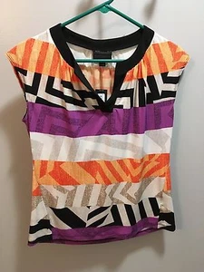 NUEVO CON ETIQUETAS Multicolor Worthington Cuello en V Camisa Mujer Talla PS - Imagen 1 de 8