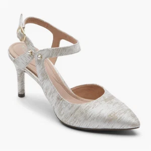 NEW Rockport Women's Total Motion X Strap Pump Heels Vanilla Textile 9.5M - Picture 1 of 10
