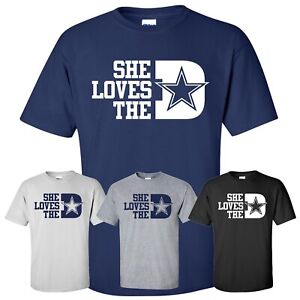 Dallas Cowboys Logo T-Shirt NFL Football Super Bowl "She Loves The D" Small - 4X