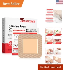 Silicone Foam Dressing with Adhesive Border - 5-Layer Wound Care Pad, Pack of 10 - Picture 1 of 8