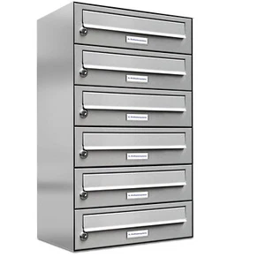 6er Premium Edelstahl Briefkasten Anlage 6 Fach Wandbriefkasten A4 Postkasten - Bild 1 von 4
