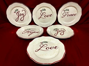 Better Homes & Gardens Heritage Set Of 8 Love Peace Joy Hope Salad Plates 8 1/2" - Picture 1 of 2