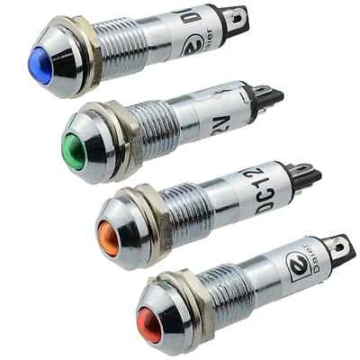 SWITCH ELECTRONICS 8mm LED Panel Indicator Warning Light 12V - Red / Blue / Green / Yellow