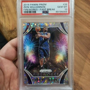 2019-20 Panini Prizm #26 Zion Williamson Fireworks Fast Break RC Rookie PSA 10 - Picture 1 of 1