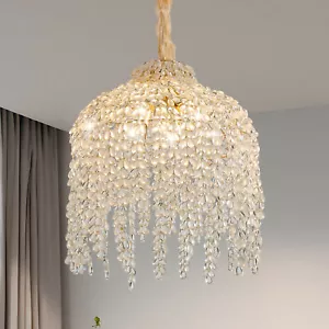 16" Luxury Crystal Chandelier Modern Ceiling Light Gold Pendant LED Lamp Fixture - Picture 1 of 9