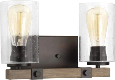 Barnes Mill Collection 2-Light Clear Seeded Glass Farmhouse Bath Vanity Light An - Image 1 of 4