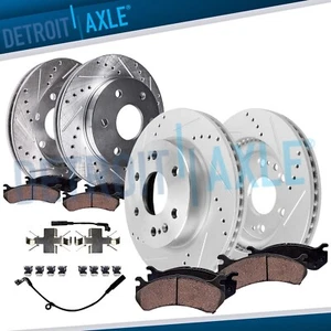 8pc Front Rear Drilled Rotors Brake Pads Kit for Silverado Sierra 1500 Yukon XL - Picture 1 of 8