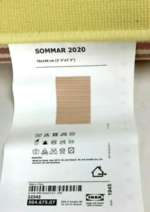 Ikea SOMMAR 2020 Area Rug Flat Woven in/out Yellow Pink 3'3" x 2'4" NEW 