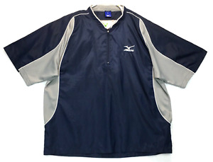 Mizuno Jacket Mens XL Blue Gray Short Sleeve Windbreaker Vented Back Lightweight