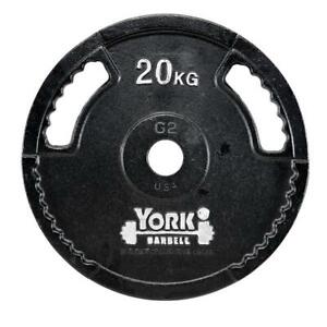 York 2" Olympic 20kg Weight Plate Rubber Thin Cast Iron Weight Lifting 