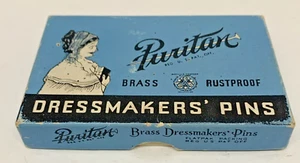 Antique Puritan Brass Rustproof Dressmakers Pin Box No. 17 Almost Full Box - Picture 1 of 9