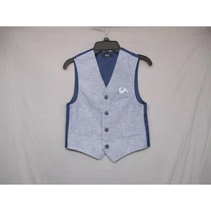 Nautica Blue Formal Vest 4 Button Pocket Square Kids Size 7 Regular - Picture 1 of 7