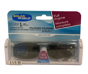 Solar Shield Polarized Clip On 46 rec 4 Black Full Frame Sunglasses NEW!!