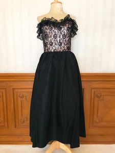 Abito formale vintage Loralie pizzo senza spalline nero ballo festa taglia 12... - Foto 1 di 9