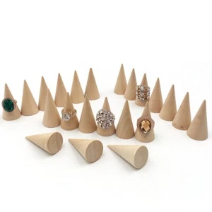 10PCS Ring Organizer Wooden Cone Creative Ring Holder Ring Jewelry Display - Picture 1 of 10