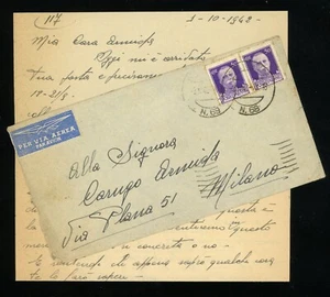 Italy 1942 Military Airmail Cover to Milan with  Letter WWII Europe - Picture 1 of 3