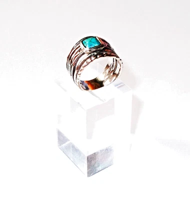 Ausgefallener Ring - Thomas & Sohn by QVC - 925´er - Gr. 58 - Natürlicher Türkis - Bild 1 von 4