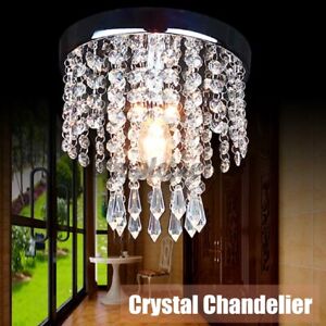 Modern Crystal Mini Chandelier Flush Mount Ceiling Light Fixture for Hallway