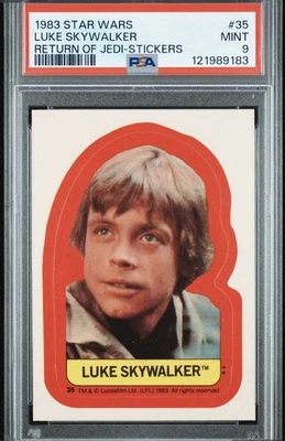 1983 Topps Star Wars Return of the Jedi Pegatinas #35 Luke Skywalker PSA 9 Belleza Foto 1 de 2