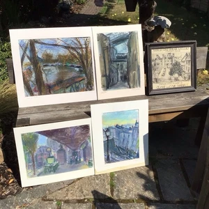 4 Oil Pastel Landscape Drawings & Framed Gallery Poster - Clare & Clive Randall - Picture 1 of 24