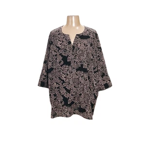 Catherines Black Plus Size Floral Blouse 4X - Picture 1 of 4