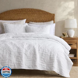 R.SHARE Landhaus Dekor Quilt Bettwäsche Set Twin Size Weiß, Landhaus Blumen Bett - Bild 1 von 5