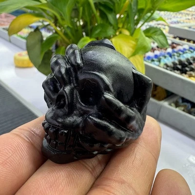 1pc Natural obsidian quartz hand carved crystal skull gift reiki - Image 1 of 4