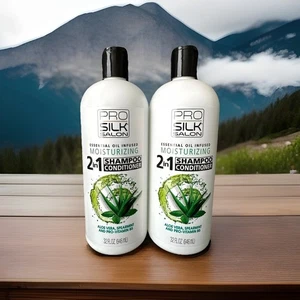 2er Pack PRO SILK SALON 2 IN 1 SHAMPOO CONDITIONER SPEARMENT + VIT B5 ALOE VERA 32oz - Bild 1 von 2