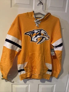 Sudadera con capucha con cordones Nashville Predators para hombre mediana amarilla bordada polar EXCELENTE - Imagen 1 de 3