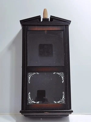 Teca antica in legno con vetrina di vetro vintage cassa per orologio a pendolo - Immagine 1 di 4