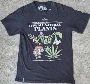 LRG Lifted Research Group 147% All Natural Plants Black Graphic T-shirt Size M - Picture 1 of 3