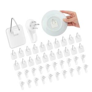 Paquete de 20 soportes de placa verticales invisibles, colgador de fotos de plástico adhesivo... - Imagen 1 de 9