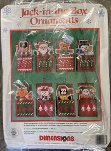 Kit Ornamenti Jack-in-the-box 1991 Nuovo con scatola 9078 Punto Croce Natale  - Foto 1 di 2