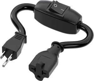 Schwerlast Ein/Aus Schalter Verlängerungskabel 12-AWG 15A Haushaltsstecker Stecker auf Buchse - Bild 1 von 12