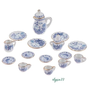 Juego de 15 tazas de té de porcelana vintage miniatura para casa de muñecas a escala 1:12 decoración de cocina - Imagen 1 de 9