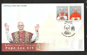 2025 Philippines Pope LEO Vatican City  Italy,  2 value on First Day Cover - Picture 1 of 2