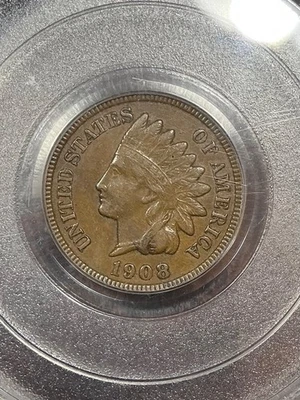 PCGS AU50 1908 S INDIAN HEAD CENT SCARCE BETTER DATE NICE EYE APPEAL OGH - Image 1 of 3