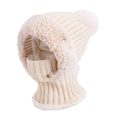 冬季女式保暖毛绒毛皮围巾面罩围脖保暖鼻罩帽子无檐帽 — 第 1/4 张图片