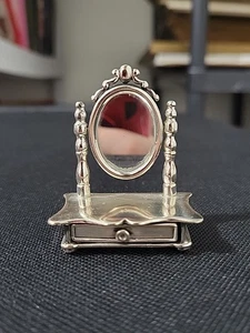 Espejo tocador vintage italiano miniatura plata de ley 800 con Drew 36 g Italia - Imagen 1 de 18
