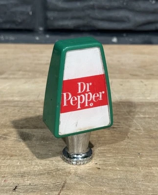 Vintage Soda Fountain Dispenser Handle Tap Knobs Dr Pepper Square Logo - Image 1 of 4