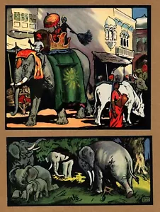 Antigua silla de montar Howdah con estampado de elefante Edwin Noble Art 4528a - Imagen 1 de 2